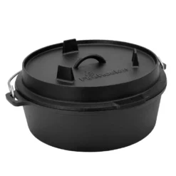 FireRocket Dutch Oven 6qt 5,5L Ohne Füße Premium Gusseisen Schmortopf Gusstopf Feuertopf Bräter Eingebrannt Niederländischer Kochtopf Verschiedene Größen