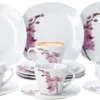 Kaffeeservice 18-tlg. Kyoto Orchidee Leicht Eckig Porzellan Für 6 Personen Weiß MitNachbildung