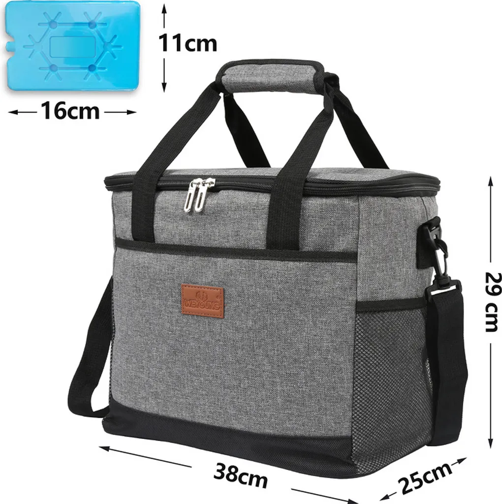 Lospitch 25L Kühltasche Faltbar Kühlkorb Kühlbox Isoliertasche Thermotasche Picknicktasche Für Lebensmitteltransport, Grau – Bild 2