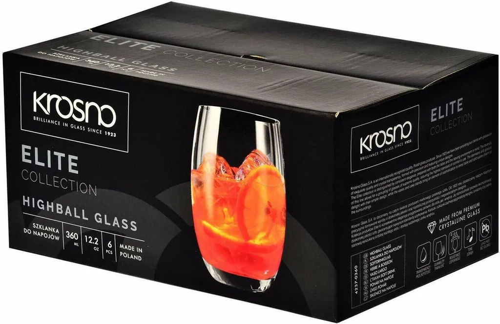 Krosno Elite Highball Glas Longdrink 360ml 6er – Bild 6