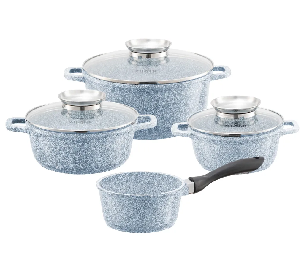 Graue Töpfe Und Kasserolle Mit Marmorbeschichtung – Bild 15