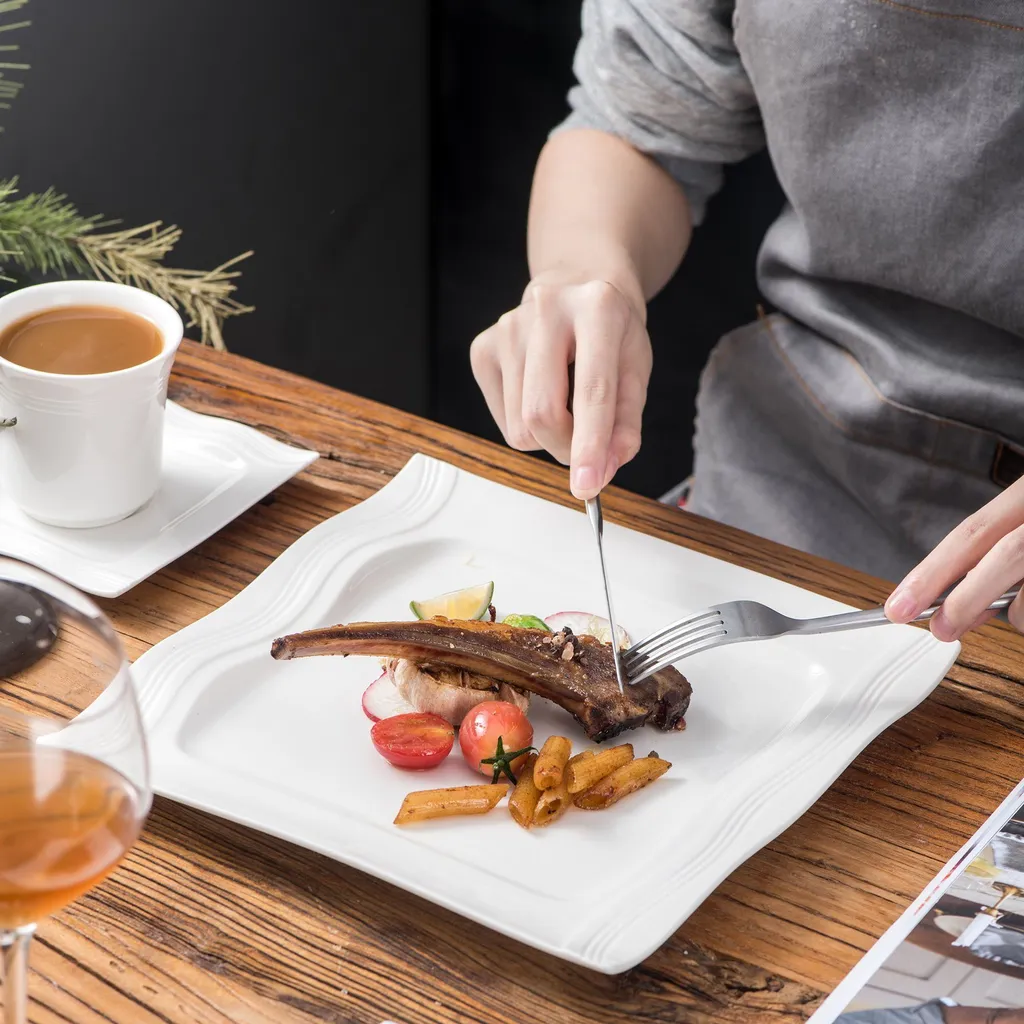 MALACASA, Serie Mario, 28-teilig Kombiservice Aus Porzellan Geschirrset Mit Je 6 Schalen, 6 Dessertteller, 6 Suppenteller, 6 Speiseteller, 2 Rechteckige Platten Und 2 Salz- Und Pfefferdosen – Bild 6