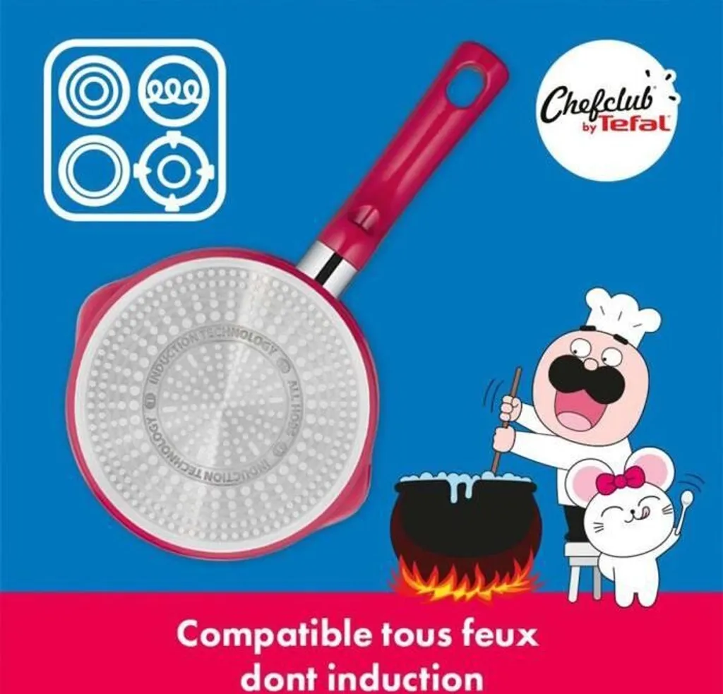 Tefal Chefclub By Stielkasserolle 16 Cm G80622, Rund, Rot, Aluminium, Titan, Rot, Keramik, Gas, Halogen, Induktion – Bild 2