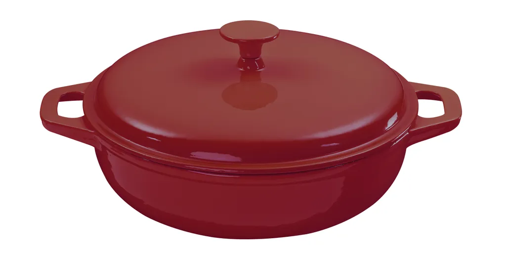ø30cm KING® Eisengusstopf / Eisengrussbräter / Farbe: Dunkel-Rot / Ca. 9cm Hoch