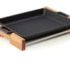 Grill-/Servierpfanne 32x26cm Mit Holzgestell Gusseisen Emailliert LAVA