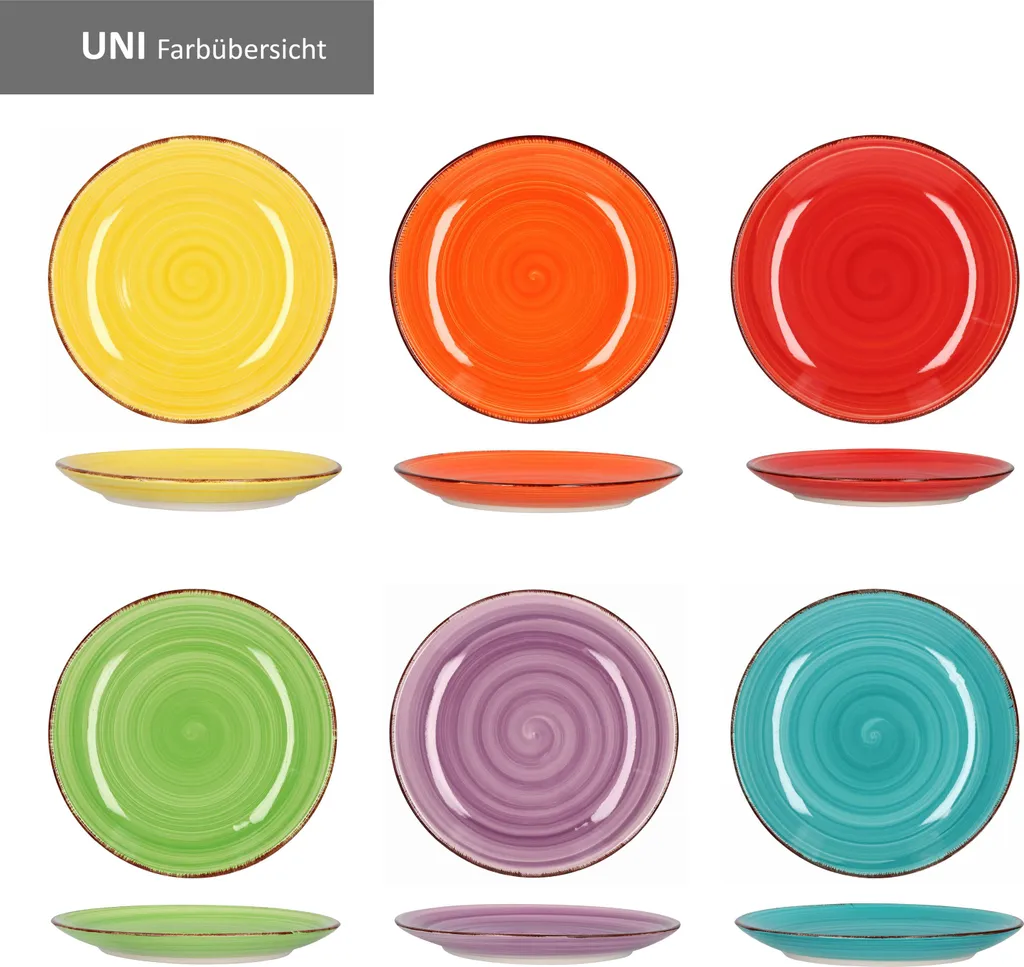 Service 18tlg. Tellerset Uni Bunt, Für 6 Personen In Unterschiedlichen Farben – Bild 2