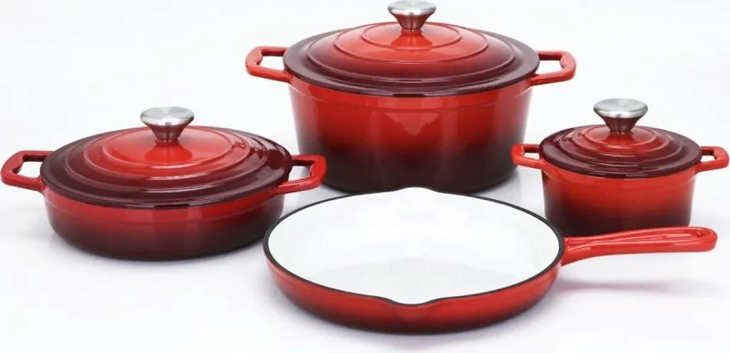 Carl Schmidt Sohn 7-tlg. Gusseisen Kochtopf-Set XANTEN 067489 Rot – Bild 2