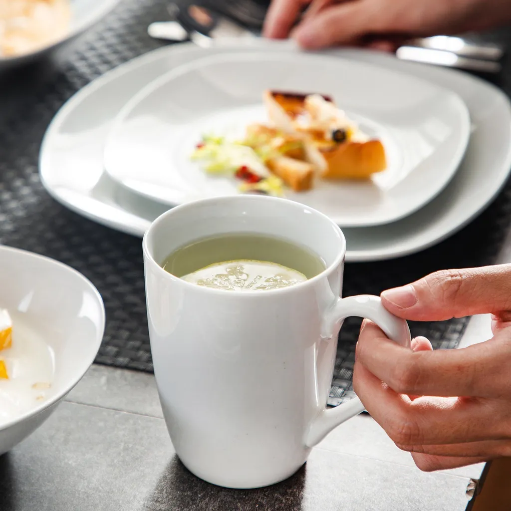 MALACASA, Serie Elisa, 40 Teilig Set Porzellan Tafelservice Kombiservice Geschirrset Mit Dessertteller, Speiseteller, Müslischalen, Eierbecher, Becher Für 8 Personen – Bild 5