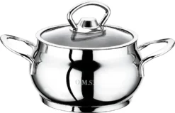 OMS Kochtopf Töpfe Suppentopf Universaltopf 18/10 Edelstahl Induktion Tencere, Liter & Maße:1.7 Liter - 16x10 Cm