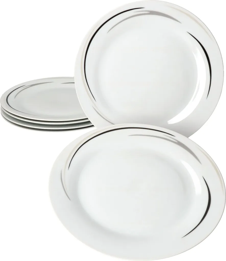 12tlg Tafel-Service Home Suppenteller Speiseteller Streifen Porzellan-Geschirr – Bild 4