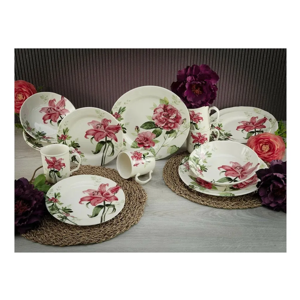 CreaTable 22445 Kombiservice Rosemary Für 4 Personen, Steingut, Mehrfarbig (1 Set, 16-teilig) – Bild 3