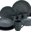 CreaTable, 20539, Serie Schiefer Black , Geschirrset, Kombiservice 16 Teilig