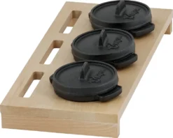 BBQ-Toro Mini Dutch Oven Set Mit Holzunterlage | 3 X Ø 11 Cm | Gusseisen Töpfe