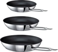 Schulte-Ufer Gastro-SUS Industar DIAMAS Pro Diamantversiegelung Edelstahl Pfannenset 163059-20 -24 -28, Ecotherm® Aluminium-Kapselboden