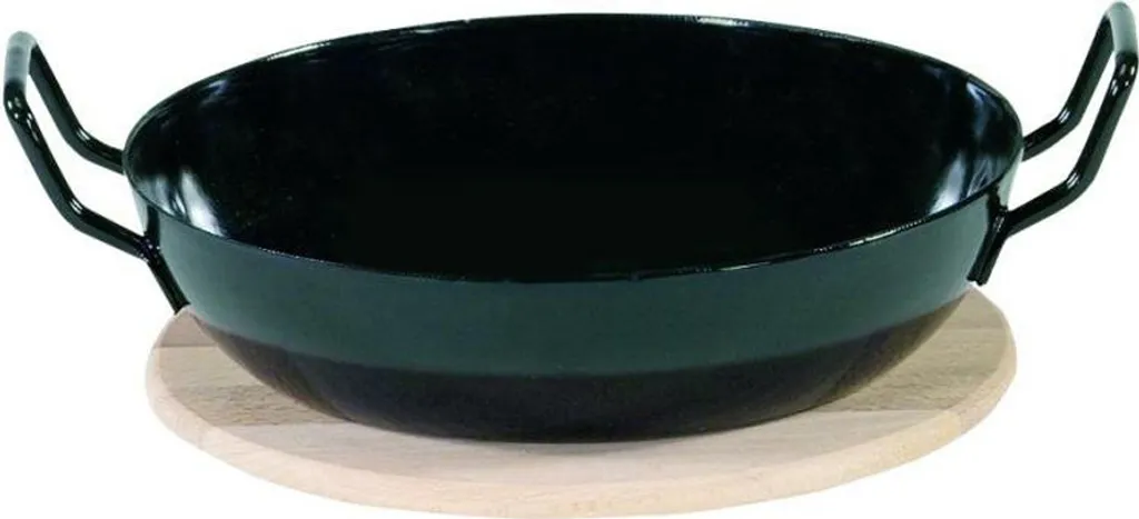 Krüger Schlemmerpfanne Mit Holzteller Aus Stahl Beschichtet 20cm