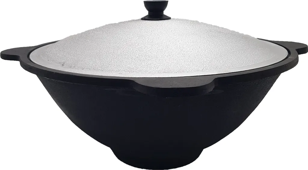 Kazan Gusseisen 16 Liter Mit Aludeckel Usbekischer Kasan Glatter Boden – Bild 4