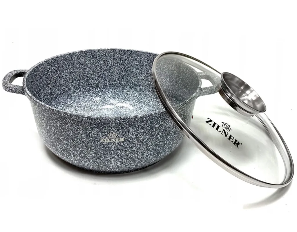 Graue Töpfe Und Kasserolle Mit Marmorbeschichtung – Bild 5