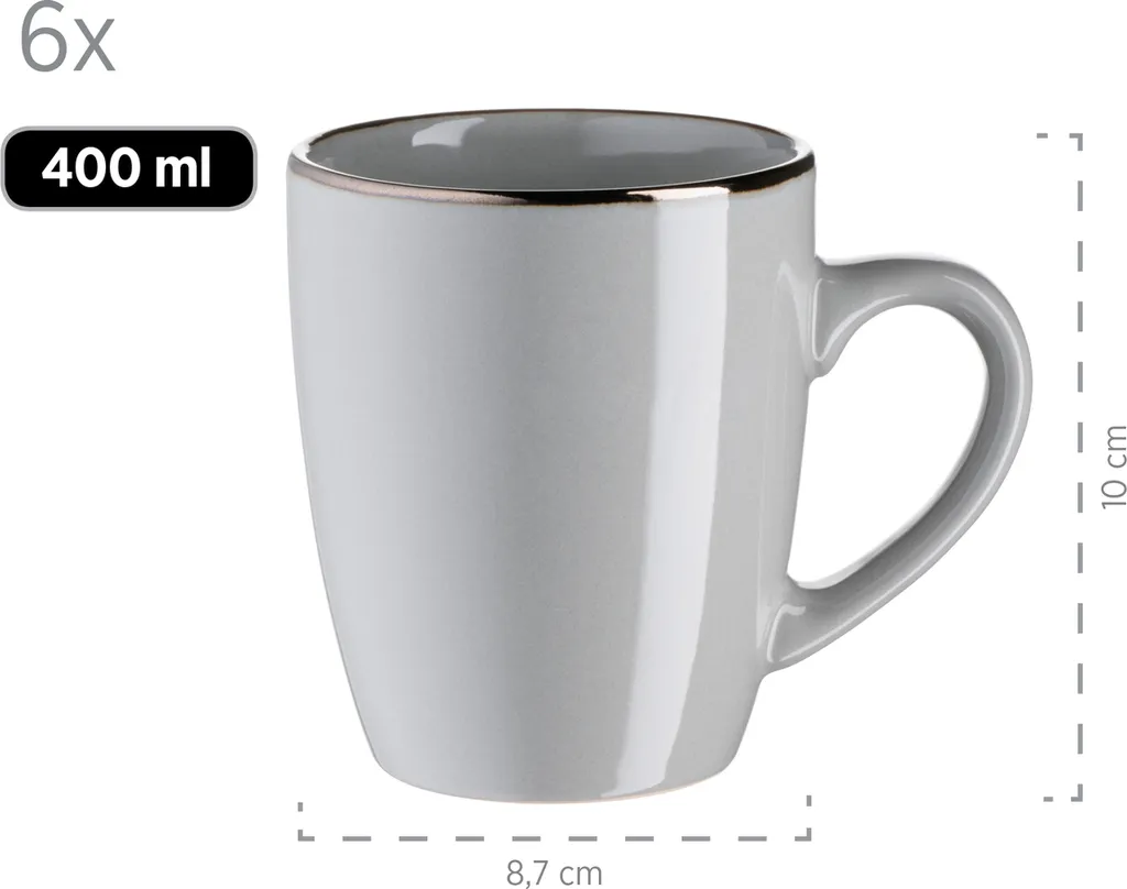 Mäser 931628 Kombiservice Metallic RIM Für 6 Personen, Steinzeug, Grau (1 Set, 24-teilig) – Bild 4