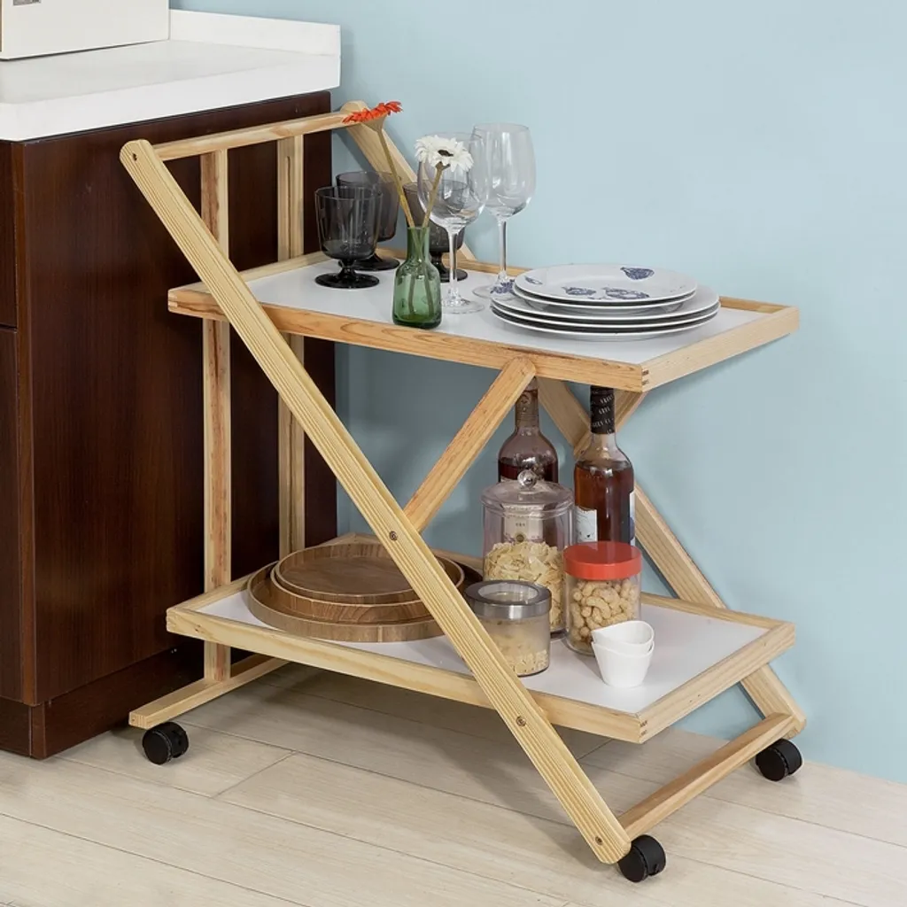 SoBuy® Servierwagen,Beistellwagen,Küchenwagen,zusammenklappbar,FKW52-WN – Bild 4