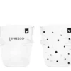 Bastion Collections 2er Set Espresso Trink Glas Gläser BC Herz Punkte Schwarz