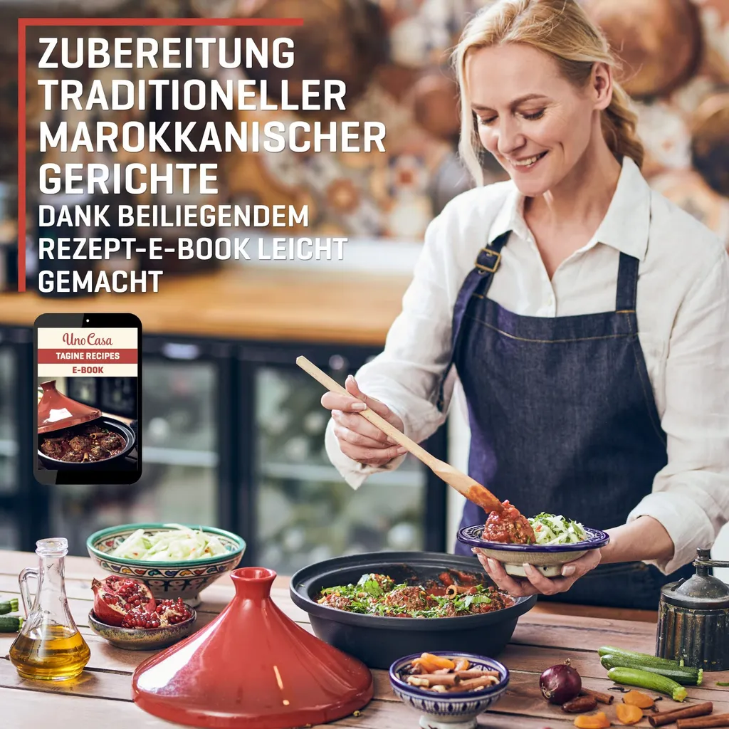 Uno Casa Tajine Topf - Marokkanische Tagine 3,5L Mit Emailliertem Gusseisen Boden Und Kegelförmigem - Gut – Bild 3