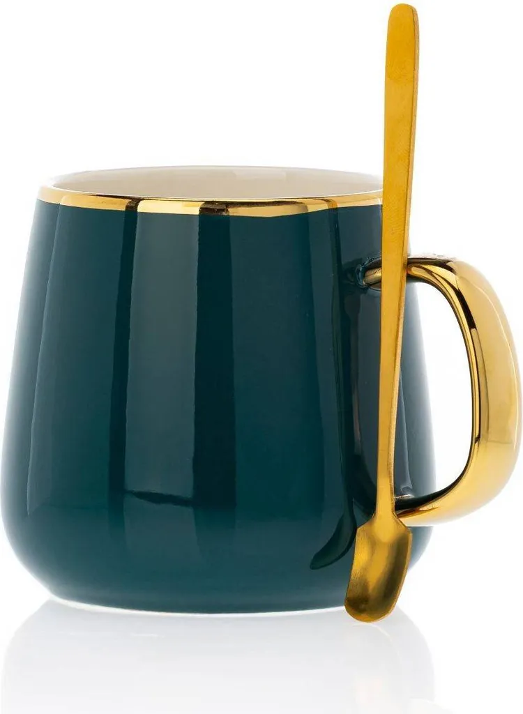 HowHomely Kaffeeservice Keramik 4 Personen - Teeservice 10-tlg. - Grün-Gold – Bild 6