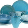 CreaTable 20157 Kombiservice Nature Collection Aqua Für 4 Personen, Steinzeug, Aqua (1 Set, 16-teilig)