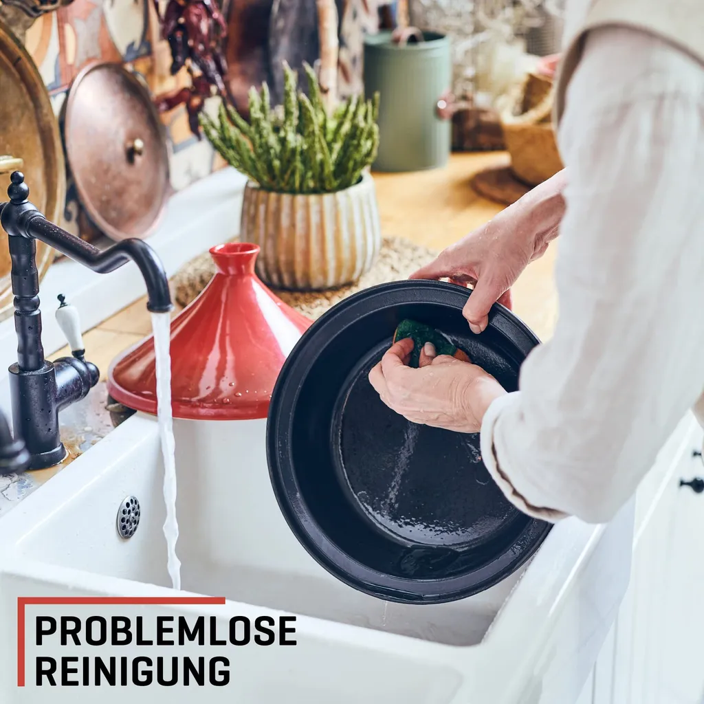 Uno Casa Tajine Topf - Marokkanische Tagine 3,5L Mit Emailliertem Gusseisen Boden Und Kegelförmigem - Gut – Bild 6