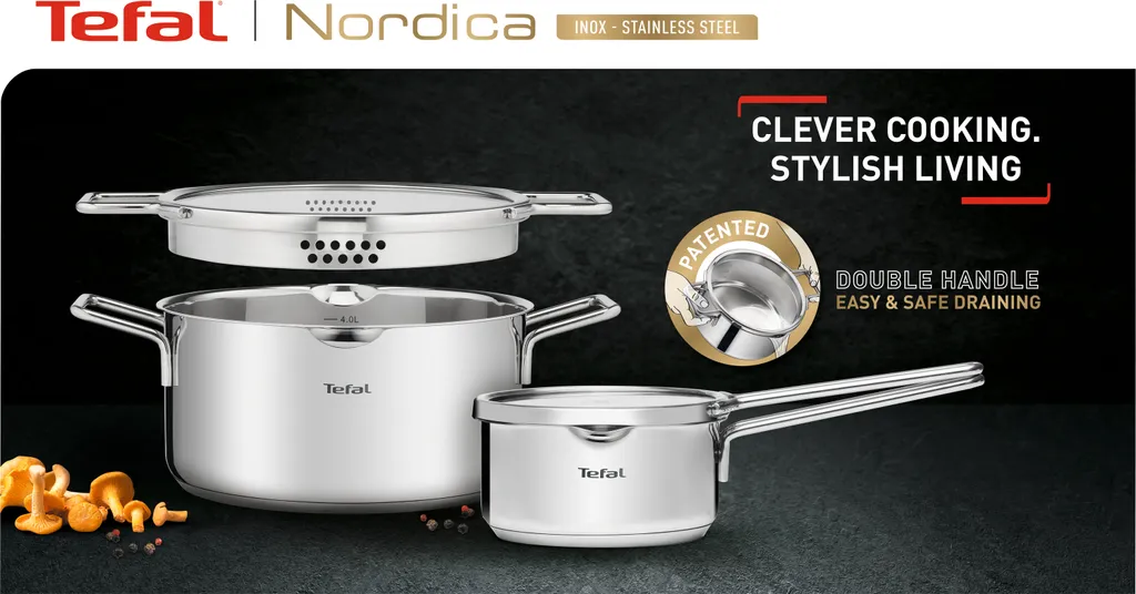 TEFAL NORDICA 6-Teiliges Set Mit Stielkasserolle 16cm + Deckel Und Kochtöpfen 20/24cm + Deckel , H852S325 – Bild 2