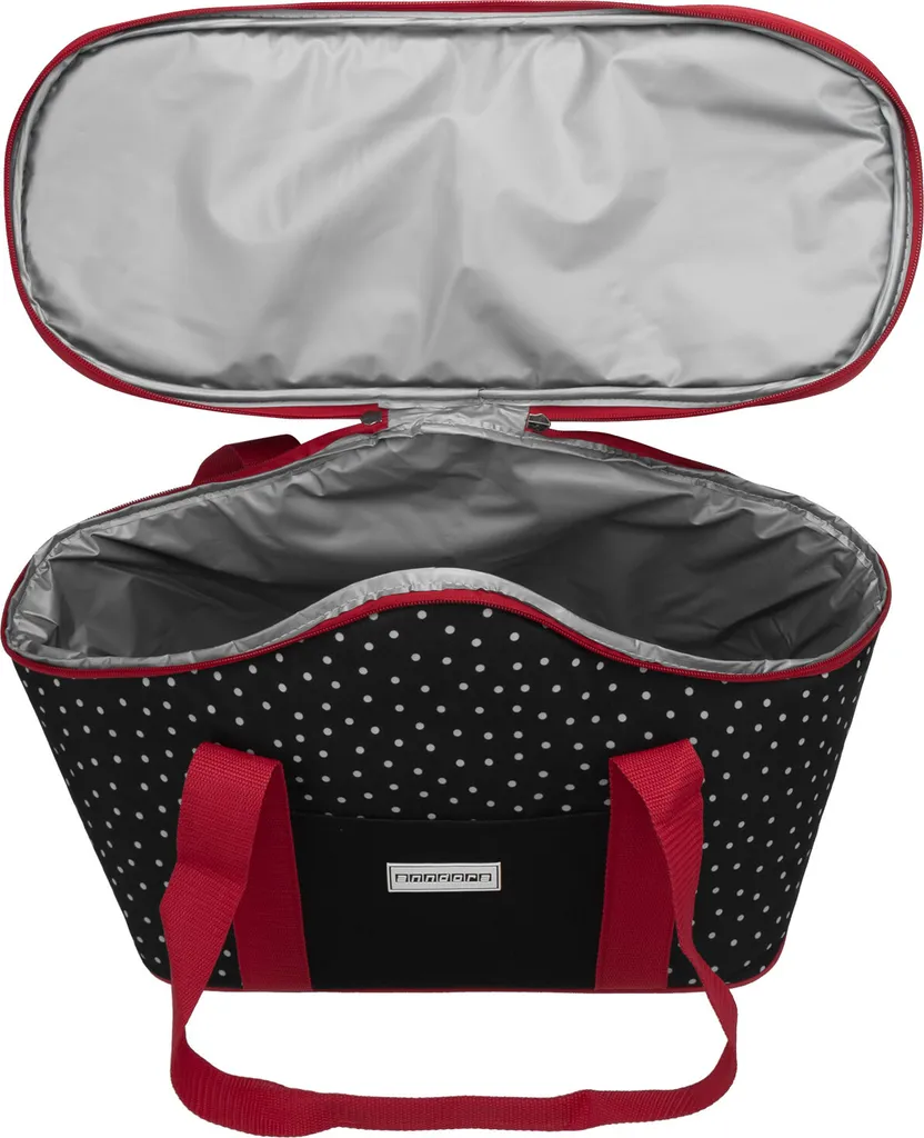 Anndora Kühltasche 20 L - Schwarz Weiß Gepunktet Isoliertasche Einkaufstasche - Snövit - Schwarz-Rot – Bild 5