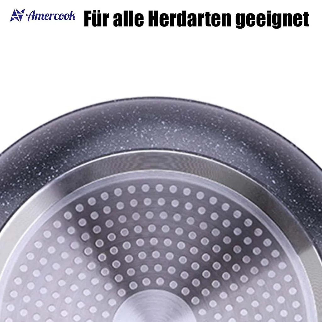 AMERCOOK Brittany 26 Cm Kochtopf Mit Deckel - Kasserolle Mit Deckel Für Alle Herdarten Topf Induktionsgeeignet Antihaft - Steinoptik Induktionstopf Antihaft- & Silikonbeschichtet Milchtopf – Bild 5