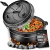 Grillas® Dutch Oven Set 7,3 Liter / Topf Ohne Füße Deckelheber BBQ Gusseisen Feuertopf Gusstopf Schmortopf