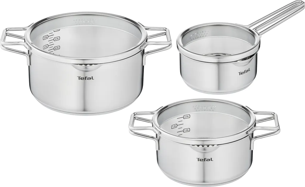 TEFAL NORDICA 6-Teiliges Set Mit Stielkasserolle 16cm + Deckel Und Kochtöpfen 20/24cm + Deckel , H852S325