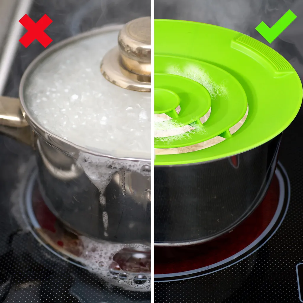 2x Oramics Überkochschutz Aus Silikon Für Töpfe Zwischen Ø 15-25 Cm – Topfdeckel Spritzschutz Überlaufschutz Verhindert überkochen Und Spritzen Von Flüssigkeiten Und Schütz Ihren Herd – Bild 3