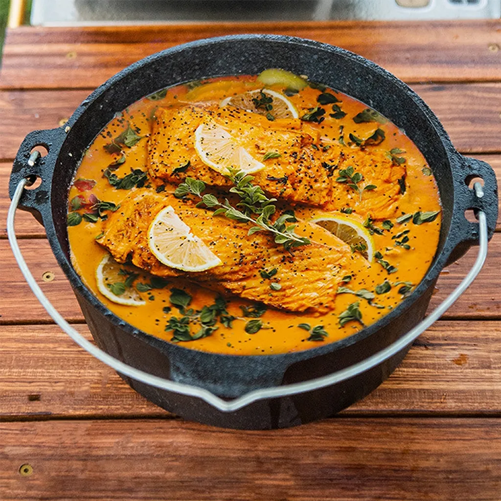 Mucola Gusseisen Feuertopf Gusstopf Inkl. Deckelgriff 2in1 Kochtopf & Pfanne 9,0L Dutch Oven Potjie Camping Kochgeschirr – Bild 2