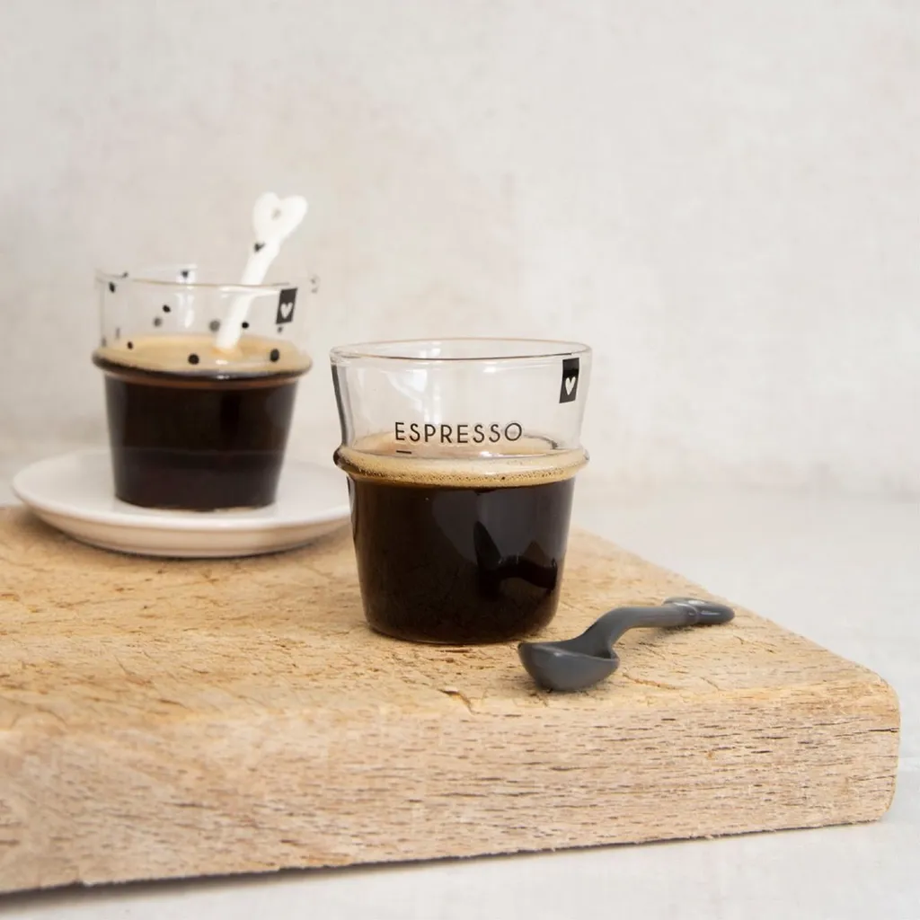 Bastion Collections 2er Set Espresso Trink Glas Gläser BC Herz Punkte Schwarz – Bild 2