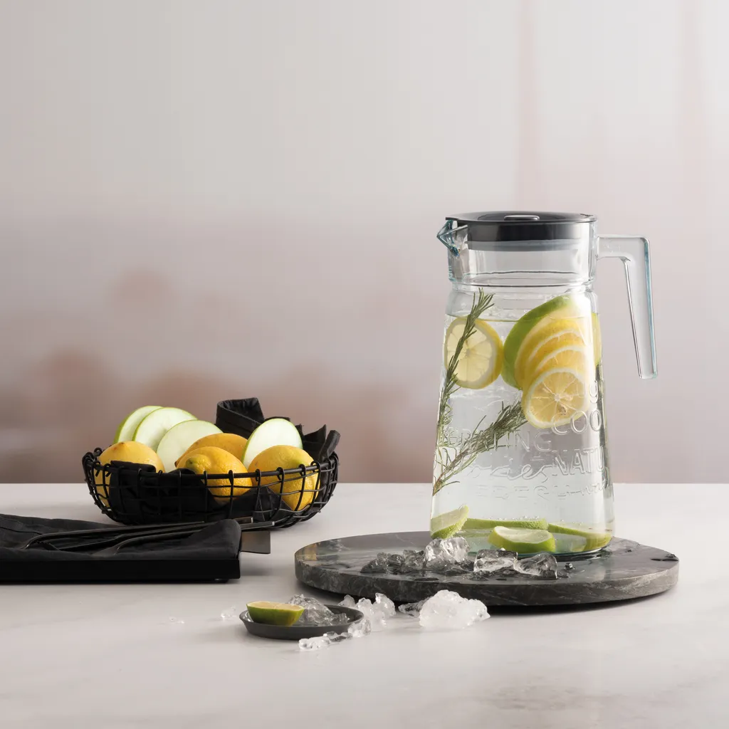 Pasabahce Glaskaraffe Krug Mit Deckel Saftkrug Wasserkrug 2L Kanne Wasser Saft City Pop – Bild 3