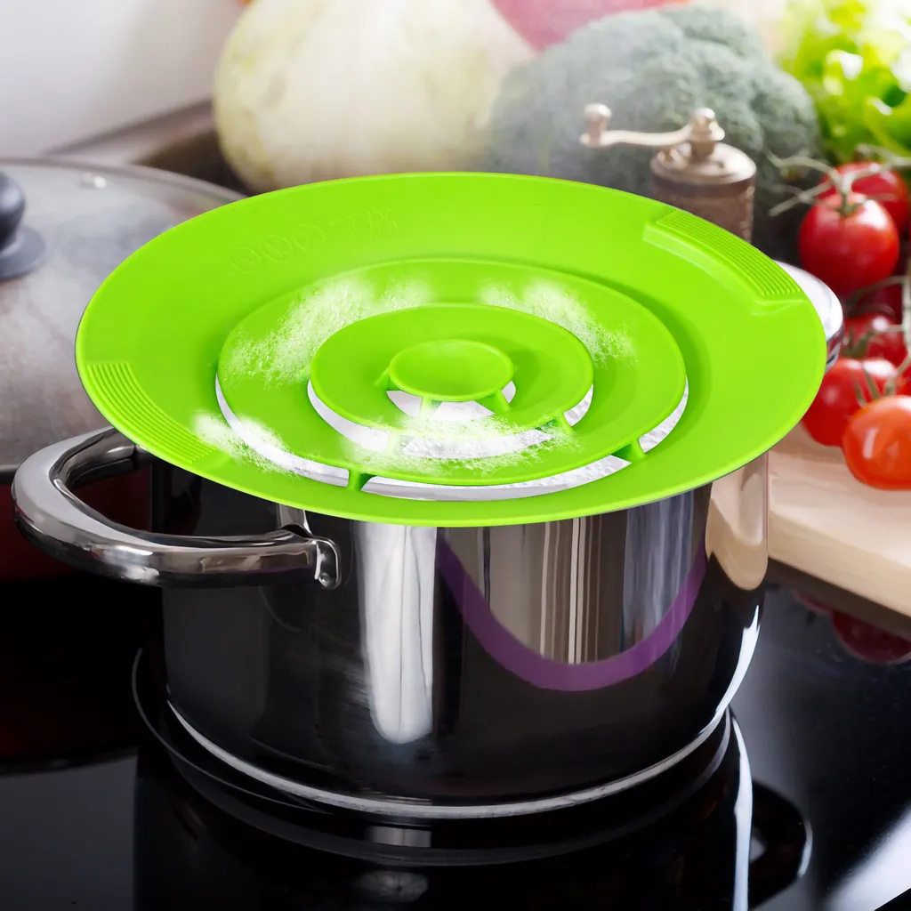 2x Oramics Überkochschutz Aus Silikon Für Töpfe Zwischen Ø 15-25 Cm – Topfdeckel Spritzschutz Überlaufschutz Verhindert überkochen Und Spritzen Von Flüssigkeiten Und Schütz Ihren Herd – Bild 5