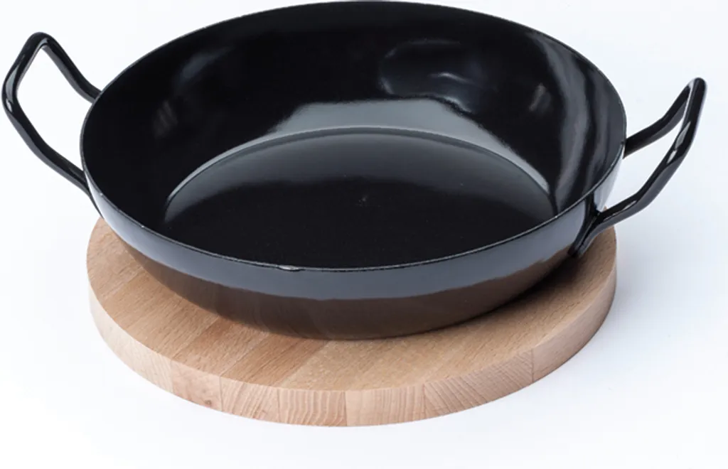 Krüger Schlemmerpfanne Mit Holzteller Aus Stahl Beschichtet 20cm – Bild 4