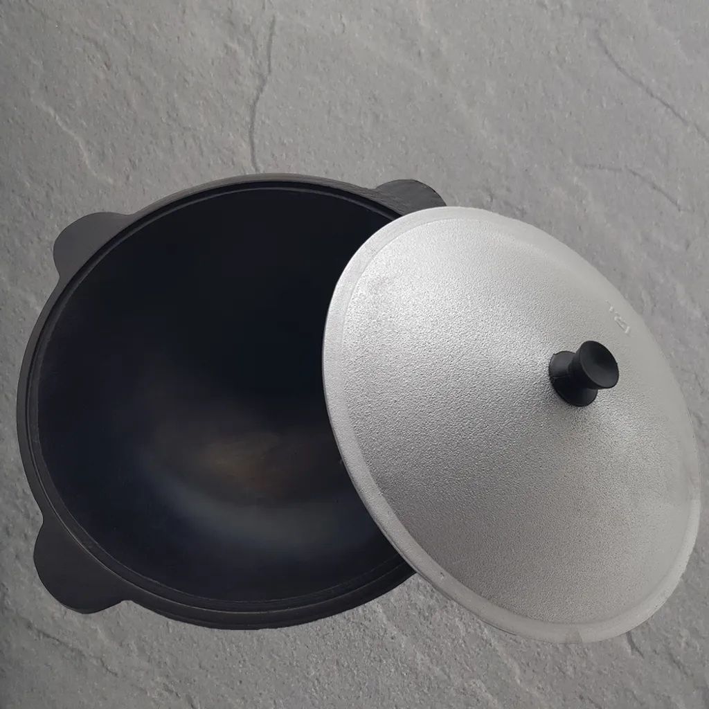 Kazan Gusseisen 16 Liter Mit Aludeckel Usbekischer Kasan Glatter Boden