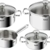 Tefal Duetto Kochgeschirr, 7-Teiliges Set, Stielkasserolle 16 Cm, Kochtöpfe 16/20/24 Cm + Deckel