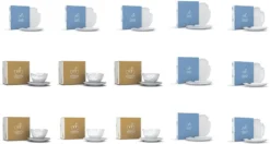 FIFTYEIGHT Kombi-Service 30-tlg. - Tassen + Teller (mit Biss) + Hochwertige Tischsets