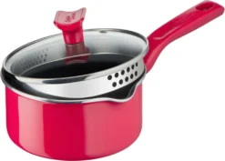 Tefal Chefclub By Stielkasserolle 16 Cm G80622, Rund, Rot, Aluminium, Titan, Rot, Keramik, Gas, Halogen, Induktion