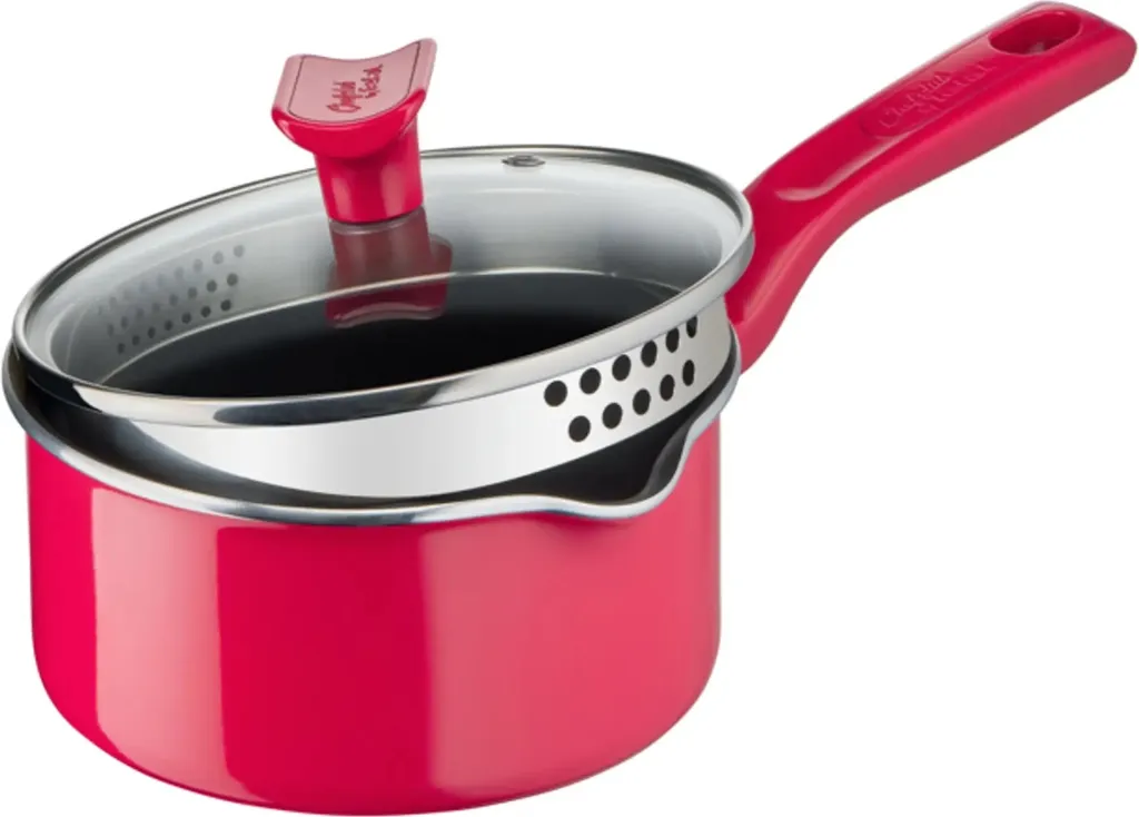 Tefal Chefclub By Stielkasserolle 16 Cm G80622, Rund, Rot, Aluminium, Titan, Rot, Keramik, Gas, Halogen, Induktion