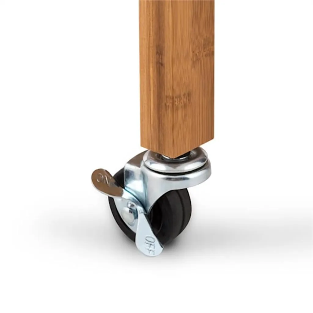 Klarstein Tennessee Servierwagen - Küchenwagen , Rollwagen , 3 Etagen , 2 Ablageflächen , Herausnehmbare Schublade , Schwarze Granitarbeitsfläche , Sichere Feststellbremsen , Bambusholz , Braun – Bild 7