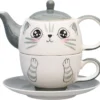 Tea For One / Teeset / Teeservice Sweet-Line Cat Face, Teekanne 400ml Mit Teetasse 200ml, Keramik