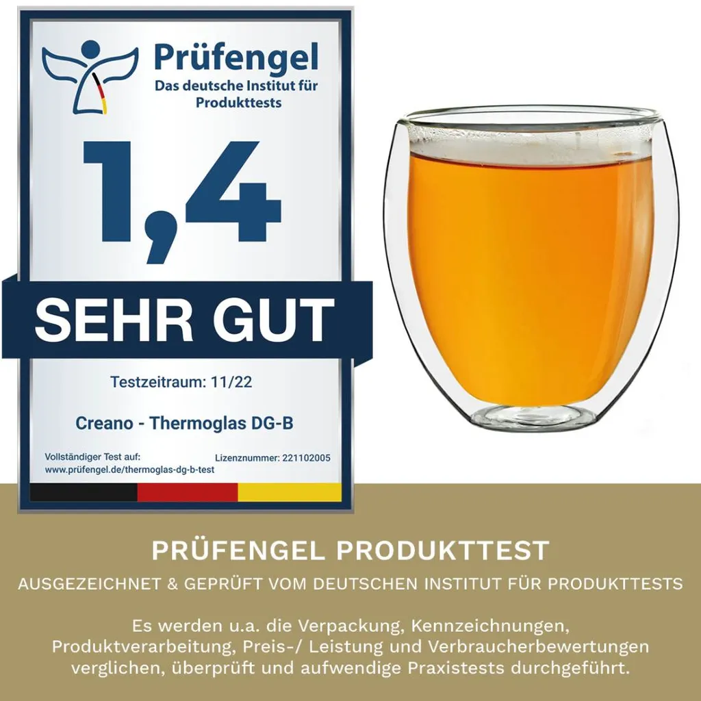 Creano Doppelwandige Gläser 400ml „DG-Bauchig“, 4er Set, Großes Thermoglas Doppelwandig Aus Borosilikatglas, Kaffeegläser, Teegläser, Latte Gläser, Doppelwandgläser – Bild 5