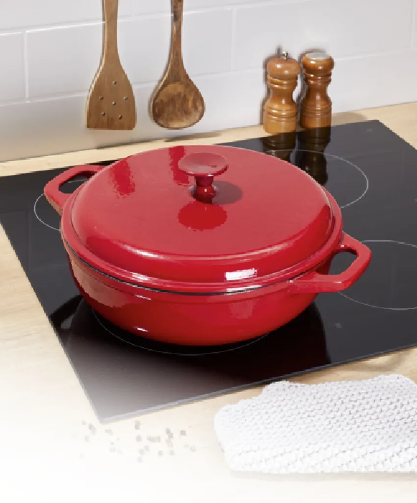 ø30cm KING® Eisengusstopf / Eisengrussbräter / Farbe: Dunkel-Rot / Ca. 9cm Hoch – Bild 2