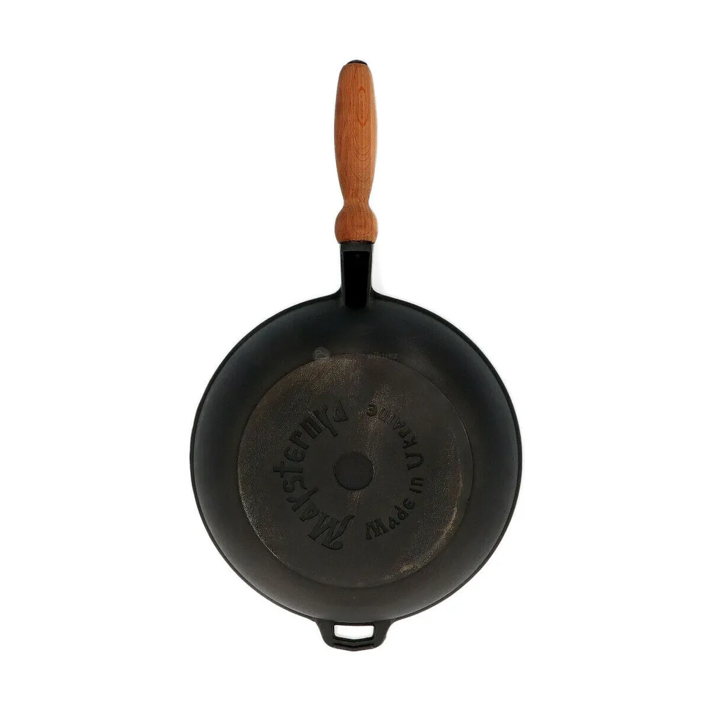 Gusseisenpfanne - Bratpfanne - Tiefe Pfanne Mit Holzgriff - Maysternya - 28 Cm – Bild 3