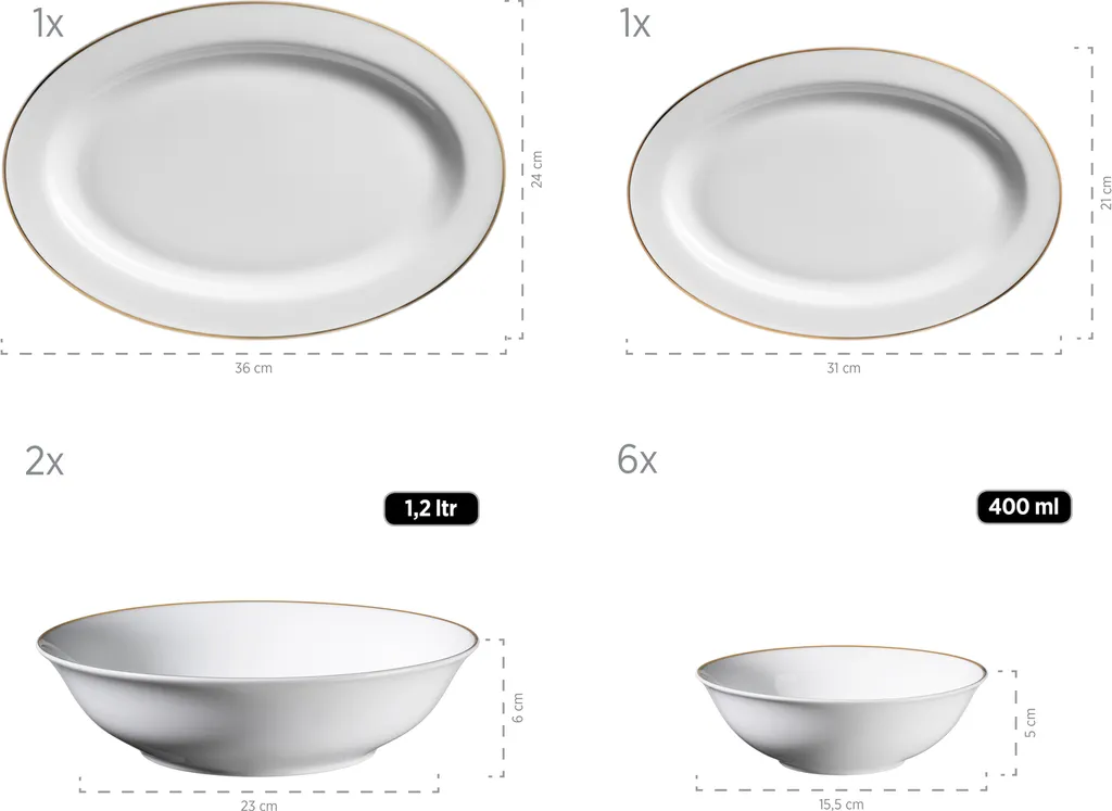 Mäser 931735 Kombiservice Professional Dining Für 6 Personen, Porzellan, Weiß (1 Set, 24-teilig) – Bild 10
